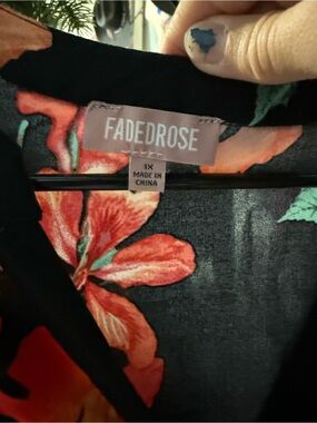 Faded Rose Black Floral Maxi Dress - 1X